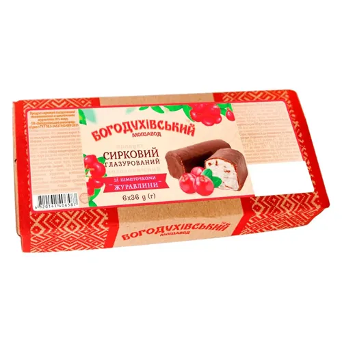 Продукт сирковий глазурований молоковмісний з журавлиною 26 %