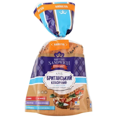 Хліб Київхліб Британський сендвіч Британський класичний нарізний з молоком 350г