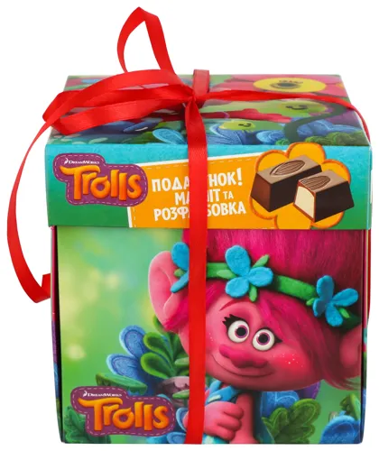 Цукерки шоколадні з молочною начинкою Trolls Kids Любимов 208г