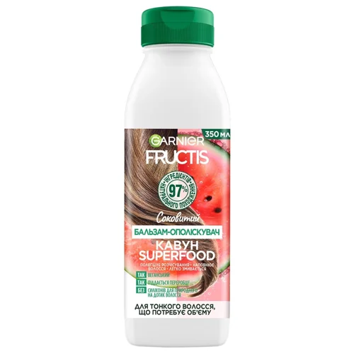 Бальзам-ополіскувач Garnier Fructis Superfood Соковитий кавун для тонкого волосся 350мл