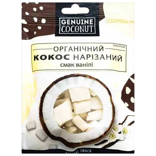 Кокос Genuine Coconut нарізаний зі смаком ванілі 56г