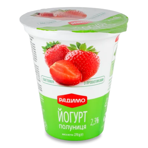 Йогурт Десертний Полуниця Лактоімун Стерилізований, 2.3%, ст, 270г