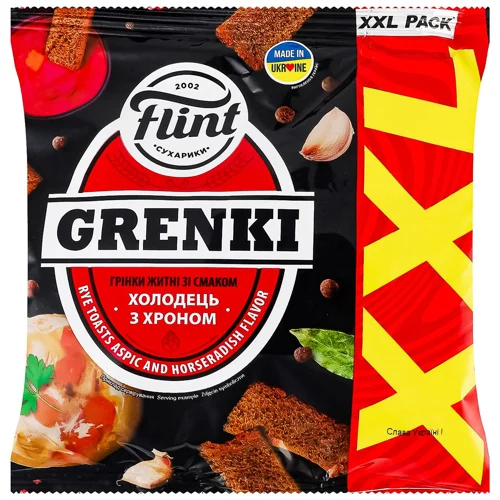 Гренки Flint житні зі смаком Холодець із хроном 140г