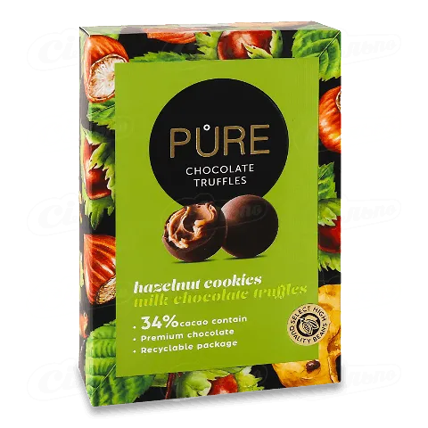Цукерки Pure Chocolate трюфелі фундук-печиво, 148г