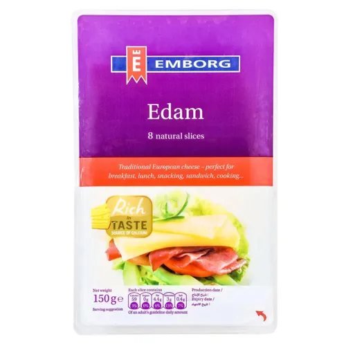 Сир Emborg Едам твердий нарізаний 8 скибочок 40% 150г