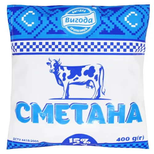 Сметана 15% Вигода 400г