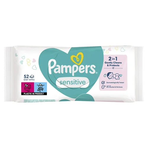 Серветки вологі Pampers Sensitive дитячі 52шт