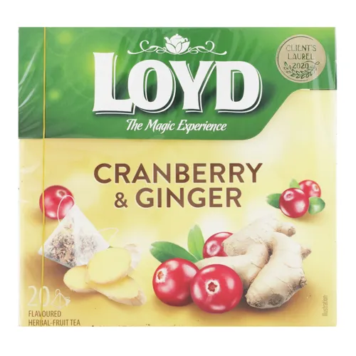Чай Loyd журавлина та імбир фруктовий в пірамідках 20шт*2г