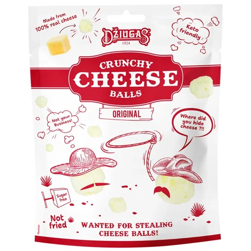 Кульки з хрусткого, підсушеного твердого сиру DZIUGAS  40% 50 г