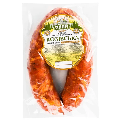 Ковбаса Плай Козівська домашня копчено-запечена вищий сорт