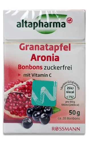 Льодяники з гранатом і чорною горобиною без цукру Altapharma 50г
