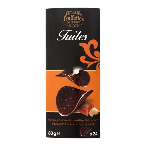 Чіпси з молочного шоколаду з карамеллю та морською сіллю Tuiles Truffettes de France к/у 80г