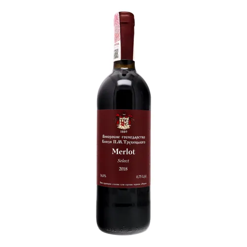 Вино 0.75л 14% червоне сухе Merlot Виноробне господарство Князя П.М. Трубецького