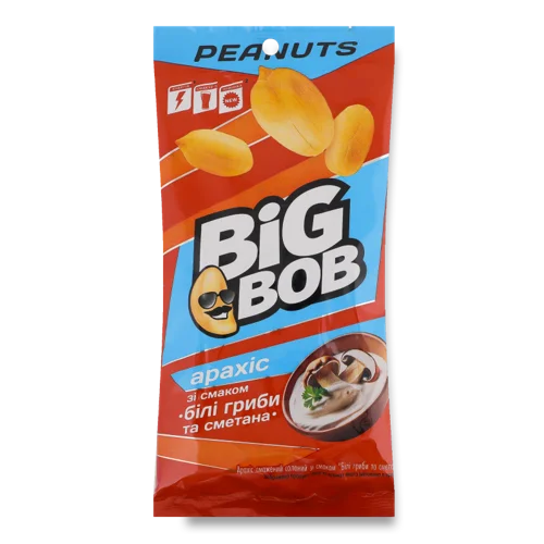 Арахіс Смажений Солоний Білий Гриби Та Сметана Big Bob, М/у 60г