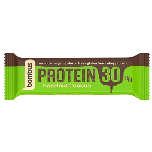 Батончик Bombus протеїновий 30% фундук і шоколад 50г
