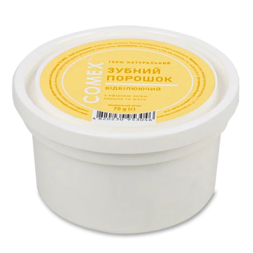 Зубний Порошок Відбілюючий Натуральний з Ефірною Олією Лимона та М'яти, Comex, 70г