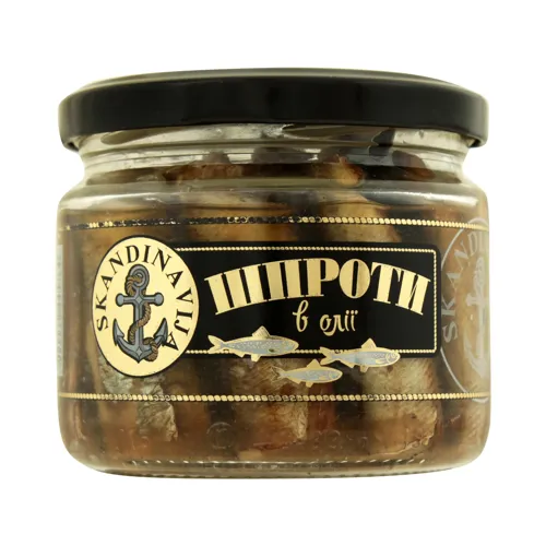 Шпроти в олії, скло банка