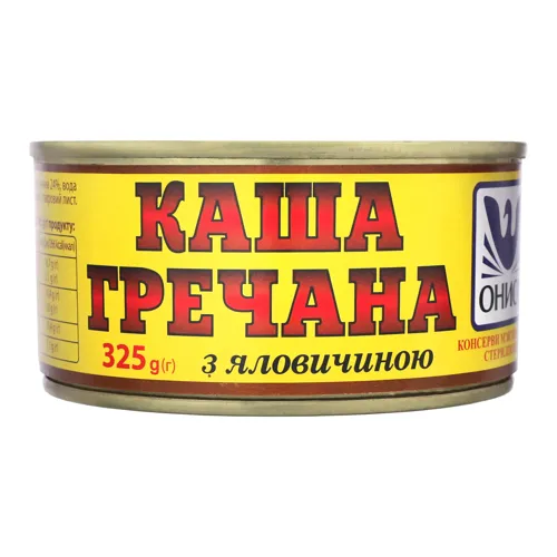 Каша гречана з яловичиною Онисс з залізній банці 325г