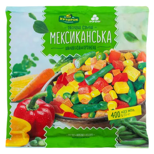 Суміш овочева швидкозаморожена Мексиканська Хуторок м/у 400г