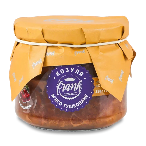 М'ясо Козулі Тушковане З Вишнею, Скляна Банка, Вищого Ґатунку, 330г