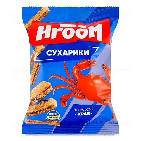 Сухарики Hroom! житні зі смаком крабу, 60г