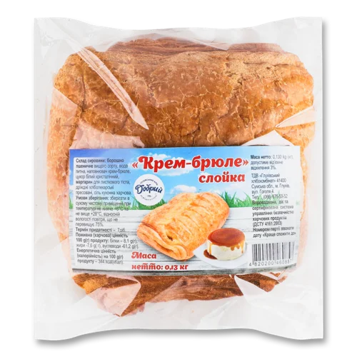 Слойка Крем-Брюле, Вищого Ґатунку, Картонна Упаковка, 0.13 кг