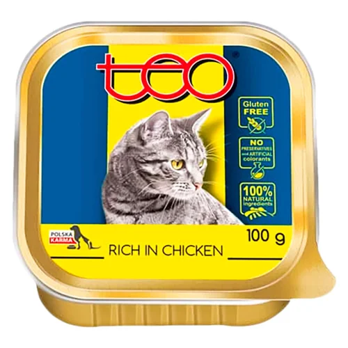Корм вологий Teo з м'ясом птиці для котів 100г