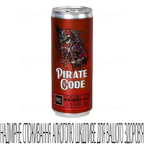 Напій слабоалкогольний Pirate Code Whiskey Cola з залізної банки, 0,25л