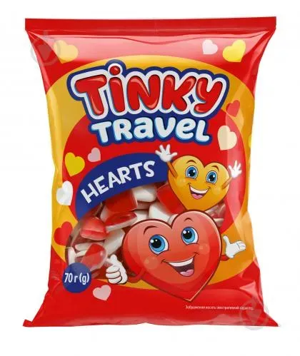 Цукерки желейні HEARTS 70г ТМ TINKY TRAVEL