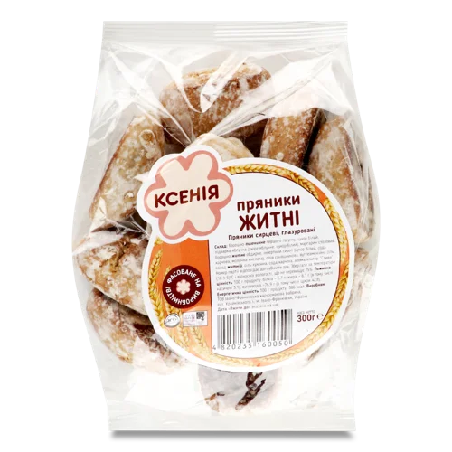 Пряники Сирцеві Глазуровані Житні Вищого Ґатунку, м/у 300г