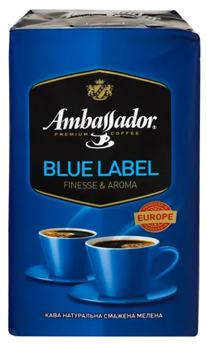 Кава натуральна смажена мелена Blue Label Ambassador вищого ґатунку 450г