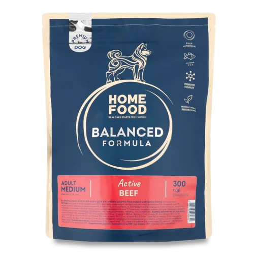 Корм для собак середніх порід Premium Balanced Formula Яловичина, натуральна оболонка, к/у, 300г