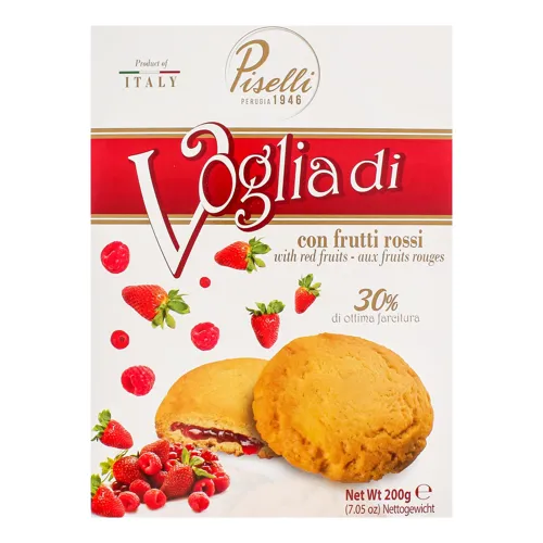 Печиво з начинкою із червоних ягід Piselli к/у 200г