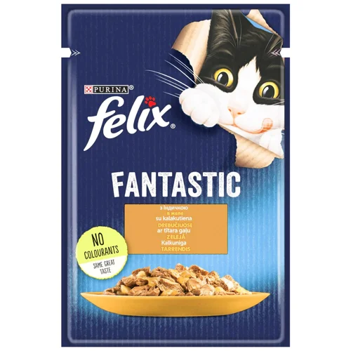 Корм вологий Felix Fantastic з індичкою для котів 85г