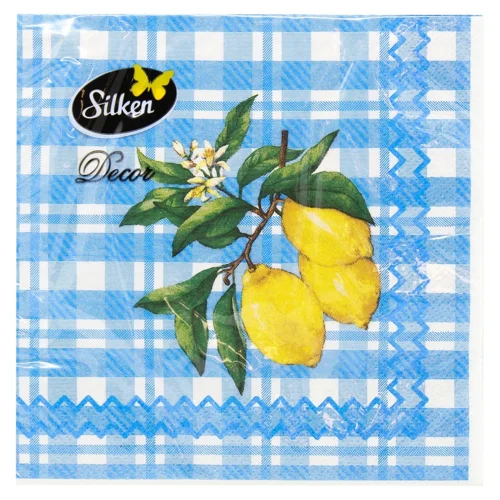 Серветки Silken Лимони паперові столові 33х33см 3 шари 18шт