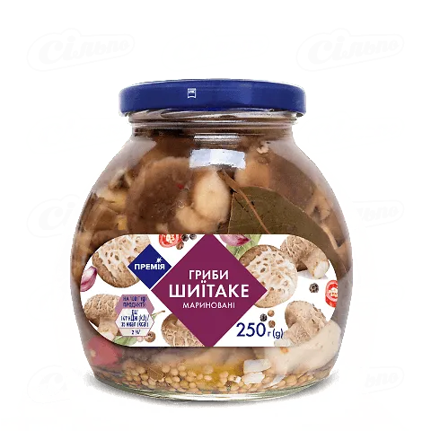 Гриби шиїтаке «Премія»® мариновані стерилізовані, 250г