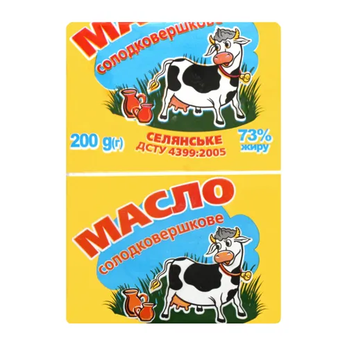 Масло 73% солодковершкове Селянське Дживальдіс м/у 200г