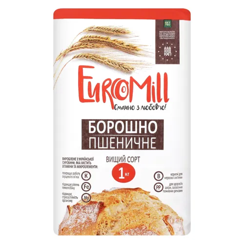 Борошно пшеничне вищого сорту EuroMill м/у 1кг