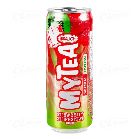 Чай холодний Rauch Strawberry Stripes Kiwi у скляній банці, 0,33л