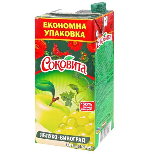 Напій соковий Соковита яблучно-виноградний 1,93л