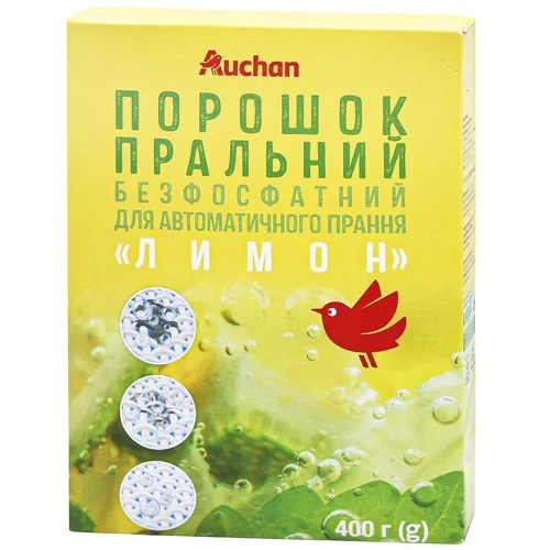 Пральний порошок Auchan Лимон безфосфатний автомат 400г