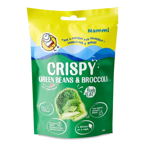 Снеки Спеції з Броколі та Стручкової Квасолі, Сушені, Nammi, 25г