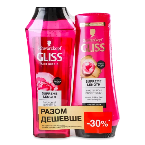 Шампунь Supreme Length Gliss 250мл + Бальзам для Волосся 200мл, в/ґ