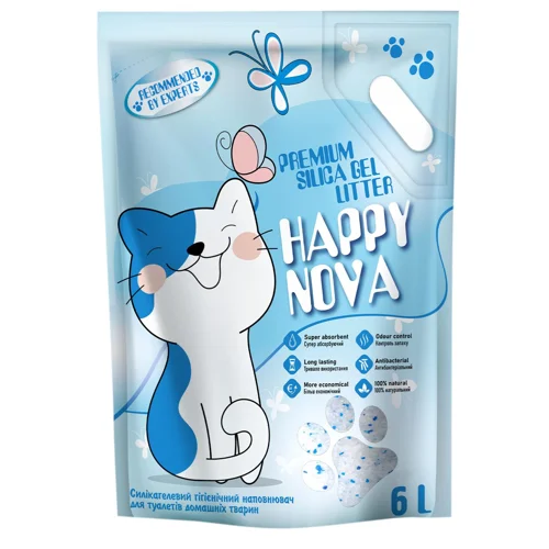 Наповнювач гігієнічний Happy Nova універсальний силікагелевий 6л 2,2кг
