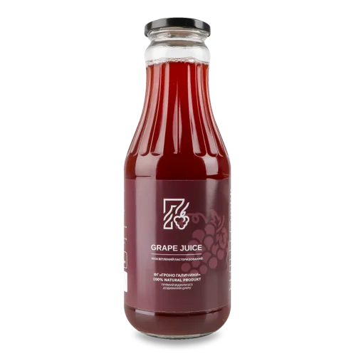 Сік Натуральний Неосвітлений Пастеризований Виноградний Червоний ФГ Гроно Галичини, 1л