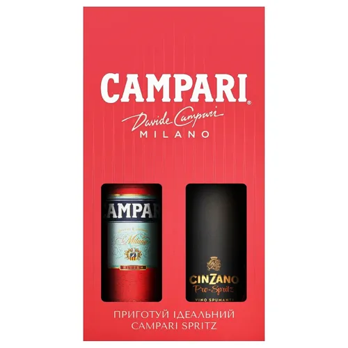 Набір Campari Spritz Лікер Campari 25% 0,5л + Вино ігристе Cinzano Pro-spritz 11,5% 0,75л