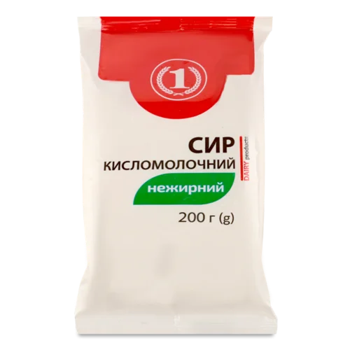 Сир Кисломолочний Нежирний ТМ "1", м/у, 200г