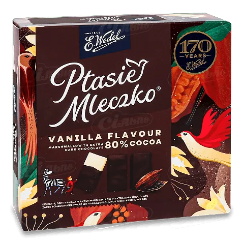 Цукерки E.Wedel «Пташине молоко з ванільним смаком» в чорному шоколаді, 340г