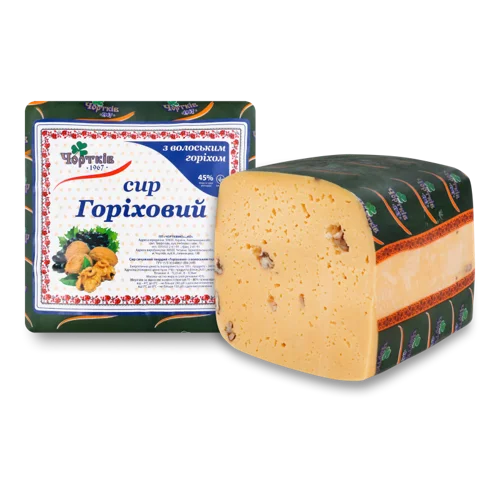 Сир Твердий З Волоським Горіхом 45% Вищого Ґатунку Горіховий Чортків, кг