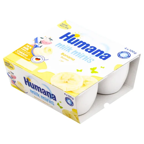 Продукт кисломолочний Humana з бананом для дітей з 6-ти місяців 4шт*100г